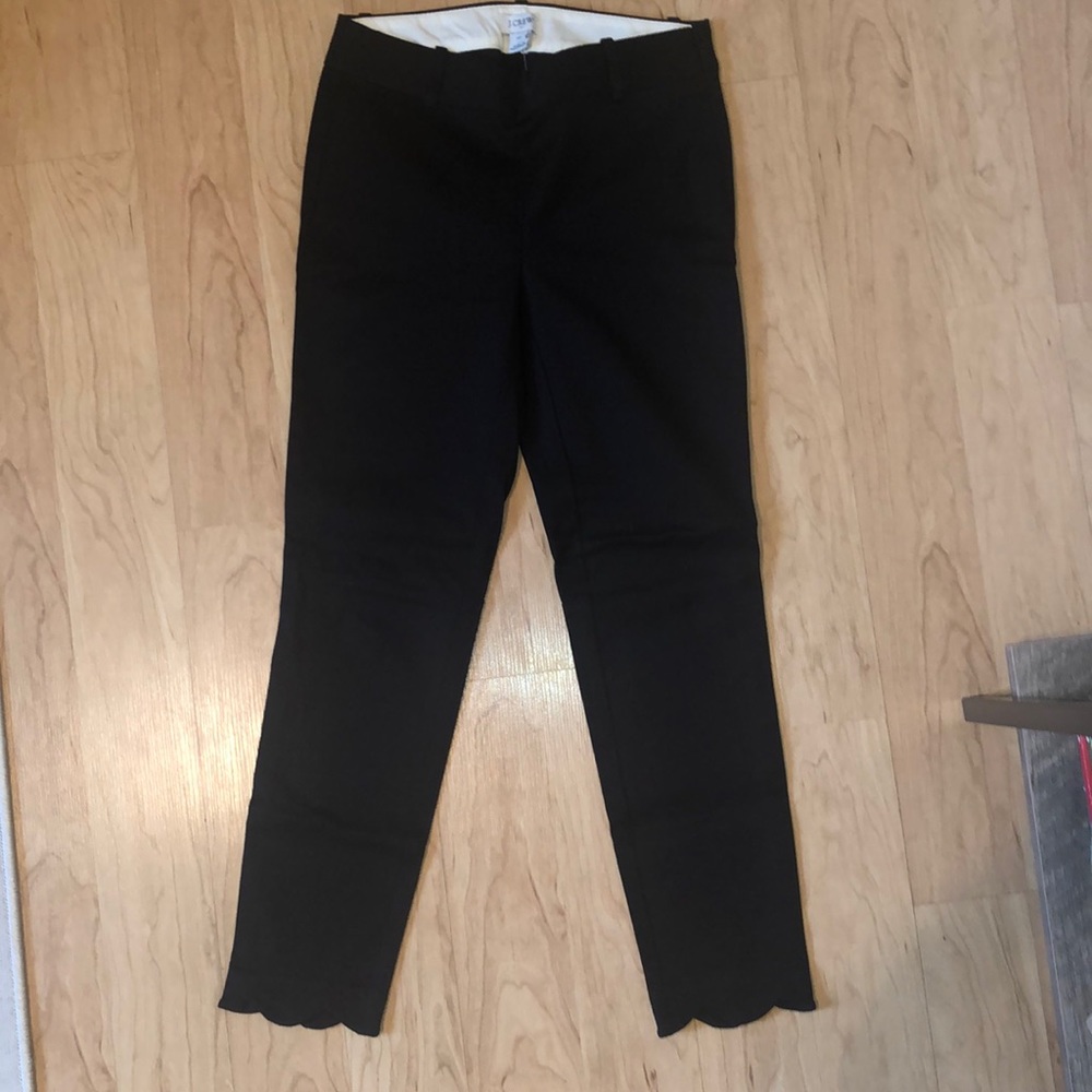 Jcrew Winnie Black Pants with Scalloped Hem